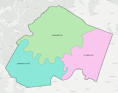 Lee County KY townships and subdivisions map