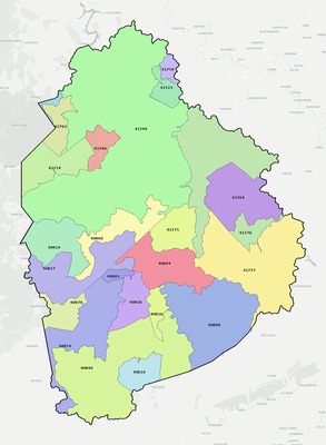 Leslie County KY ZIP code boundaries map