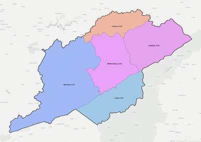 Letcher County KY townships and subdivisions map