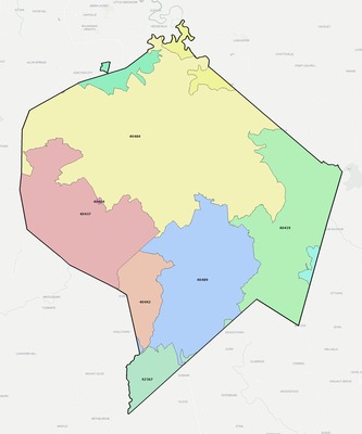 Lincoln County KY ZIP code boundaries map