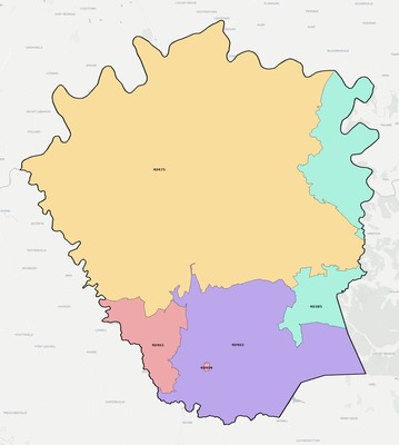 Madison County KY ZIP code boundaries map