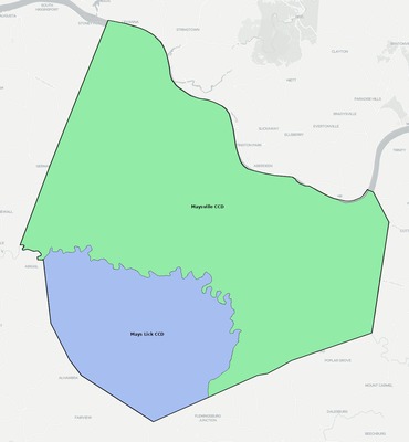 Mason County KY townships and subdivisions map