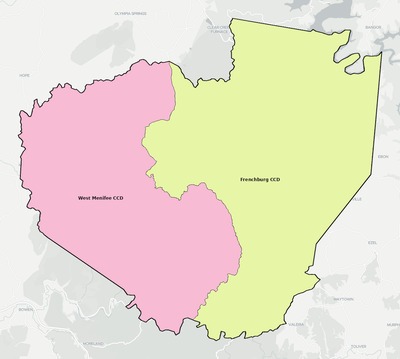 Menifee County KY townships and subdivisions map