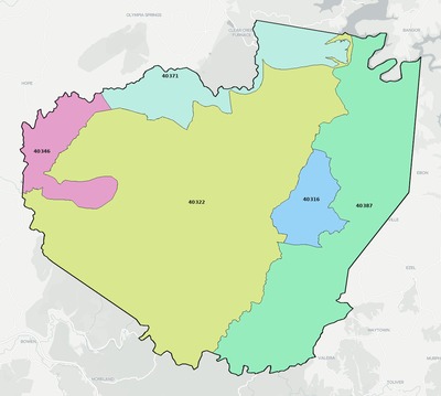 Menifee County KY ZIP code boundaries map