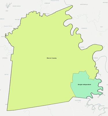 Mercer County KY school district boundaries map
