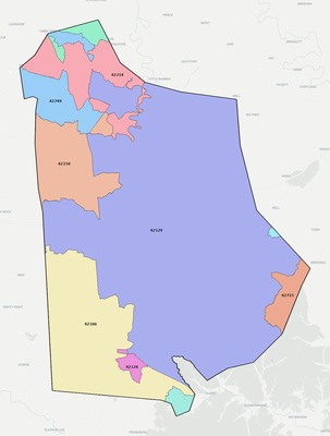 Metcalfe County KY ZIP code boundaries map