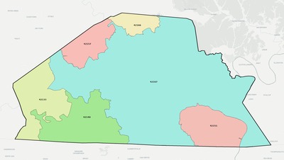Monroe County KY ZIP code boundaries map