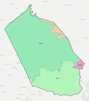 Montgomery County KY ZIP code boundaries map