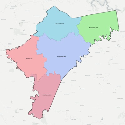 Nelson County KY townships and subdivisions map