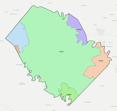 Nicholas County KY ZIP code boundaries map