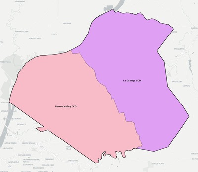 Oldham County KY townships and subdivisions map