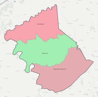 Owen County KY townships and subdivisions map