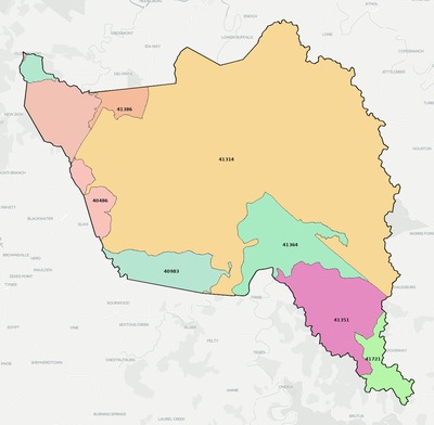 Owsley County KY ZIP code boundaries map
