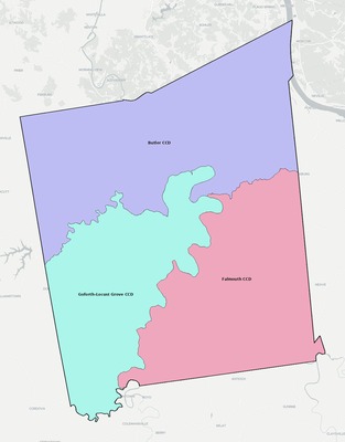 Pendleton County KY townships and subdivisions map