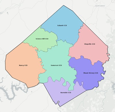 Pulaski County KY townships and subdivisions map