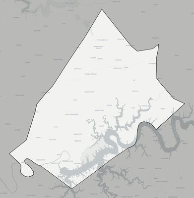Russell County KY county basemap context
