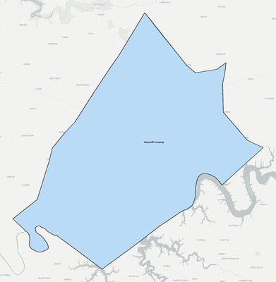 Russell County KY school district boundaries map
