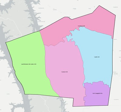 Trigg County KY townships and subdivisions map