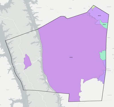 Trigg County KY ZIP code boundaries map