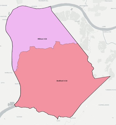 Trimble County KY townships and subdivisions map