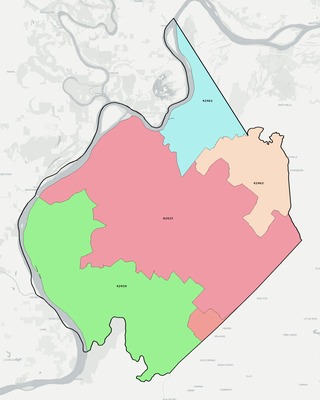 Union County KY ZIP code boundaries map