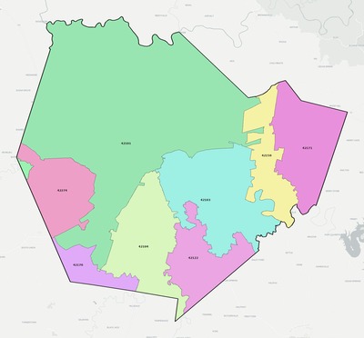 Warren County KY ZIP code boundaries map