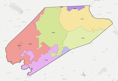 Webster County KY ZIP code boundaries map