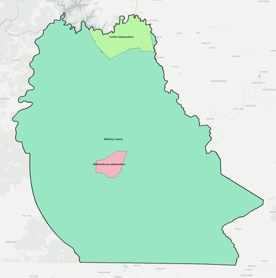 Whitley County KY school district boundaries map
