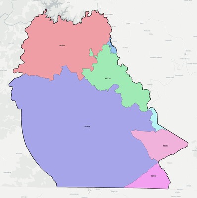 Whitley County KY ZIP code boundaries map
