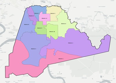 Ascension County LA townships and subdivisions map