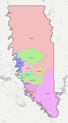 Bossier County LA townships and subdivisions map