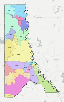 Caddo County LA ZIP code map preview