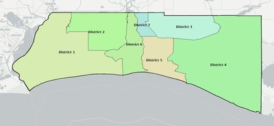 Cameron County LA townships and subdivisions map