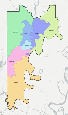 Catahoula County LA townships and subdivisions map