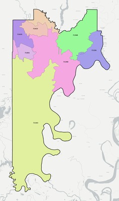 Catahoula County LA ZIP code boundaries map