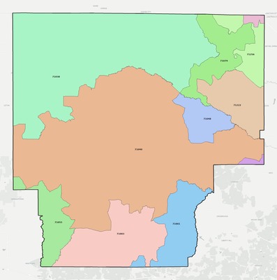 Claiborne County LA ZIP code boundaries map