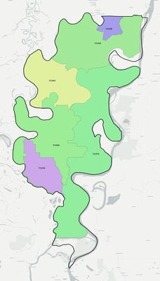 Concordia County LA ZIP code boundaries map