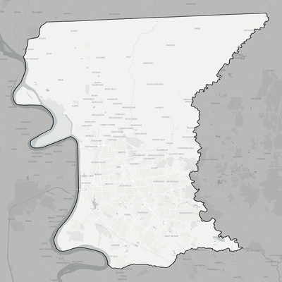 East Baton Rouge County LA county basemap context