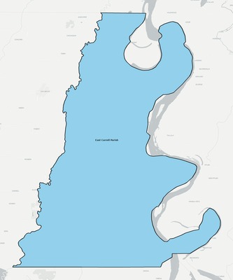 East Carroll County LA school district boundaries map
