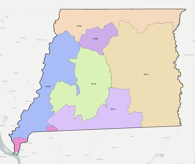 East Feliciana County LA ZIP code boundaries map