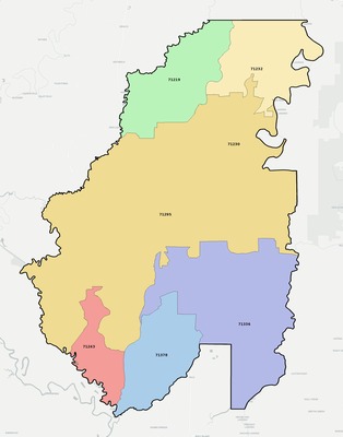 Franklin County LA ZIP code boundaries map