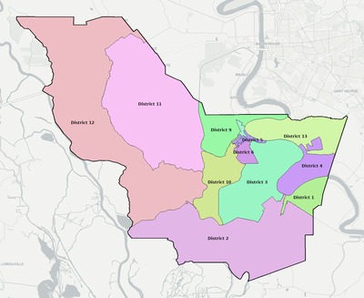 Iberville County LA townships and subdivisions map