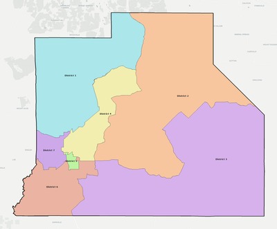 Jackson County LA townships and subdivisions map