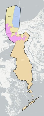Jefferson County LA townships and subdivisions map
