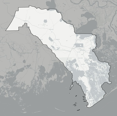 Lafourche County LA county basemap context