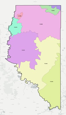LaSalle County LA ZIP code boundaries map