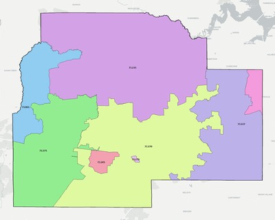 Lincoln County LA ZIP code boundaries map