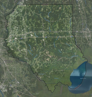 Livingston County LA USGS imagery and topo map