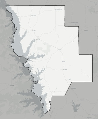 Sabine County LA county basemap context