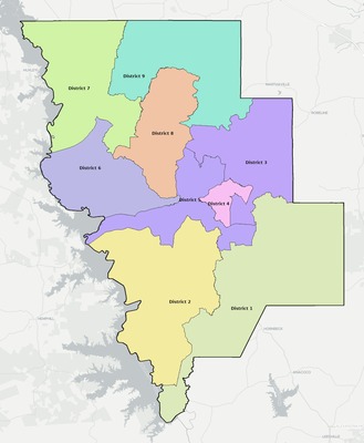 Sabine County LA townships and subdivisions map